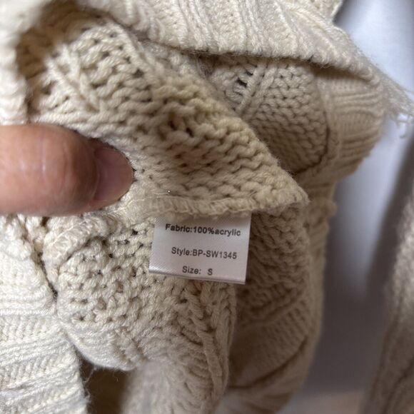 Womens S casual open Knit Tan Sweater Boho Hippie - Picture 6 of 8